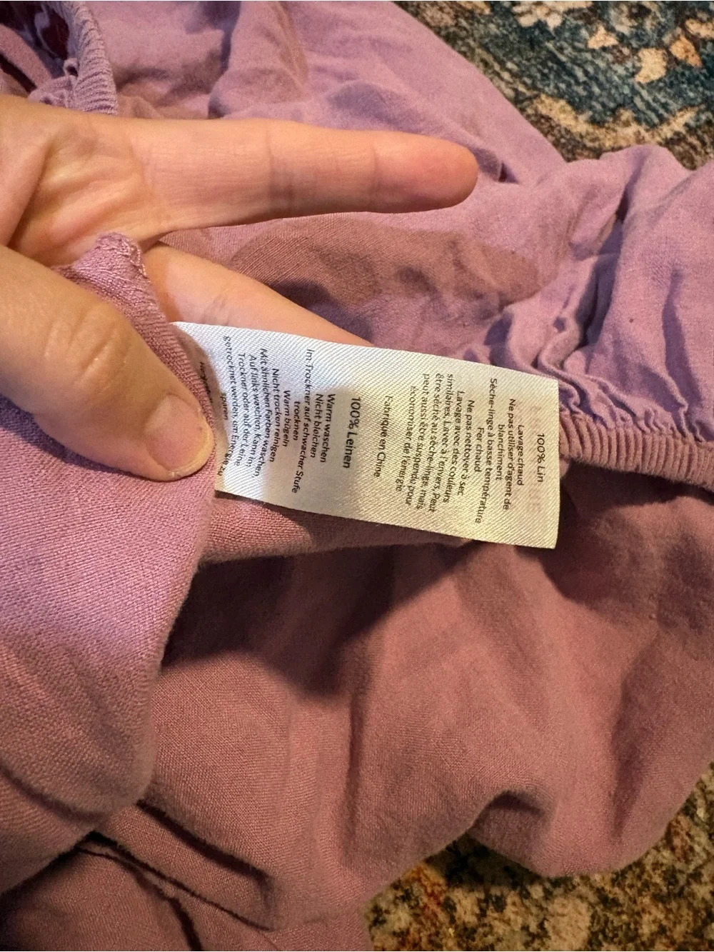 Piglet in Bed Single 100 linen Fitted Sheet - Soft Purple Bedding PINK